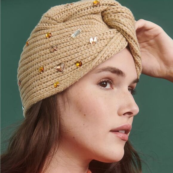 NWOT Anthropologie Perrie Embellished Turban Beanie